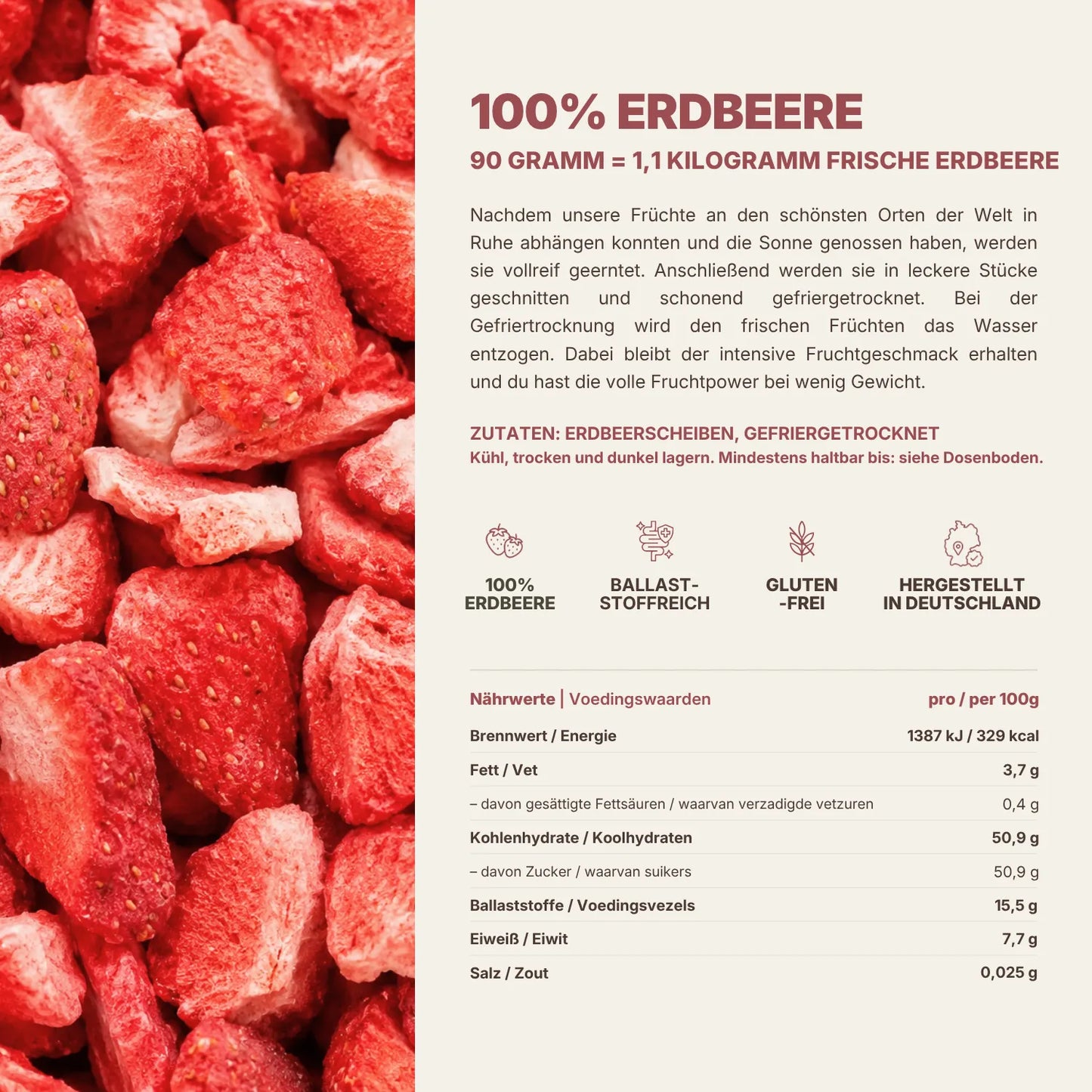 Gefriergetrocknete Erdbeeren