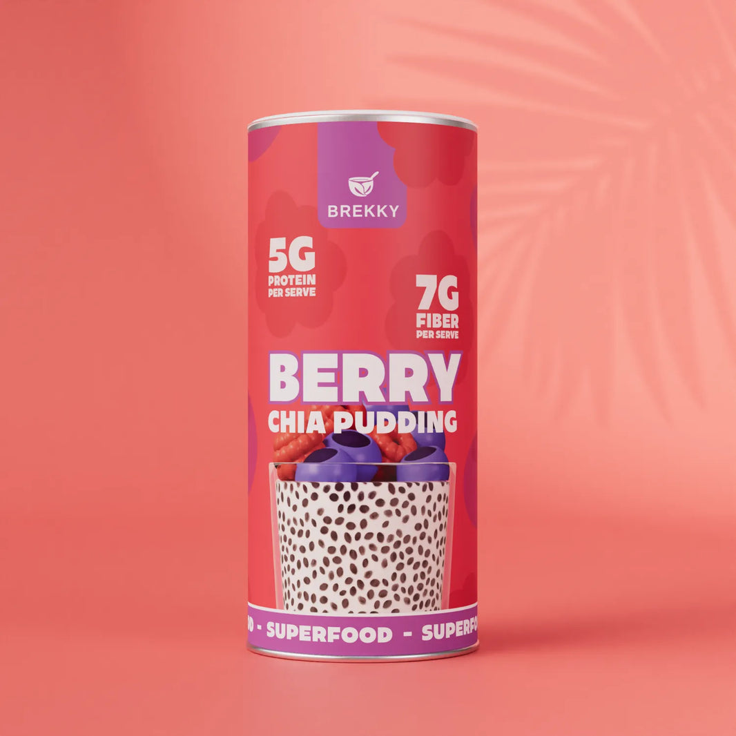 Dose Berry Chia Pudding mit Protein und Ballaststoffen