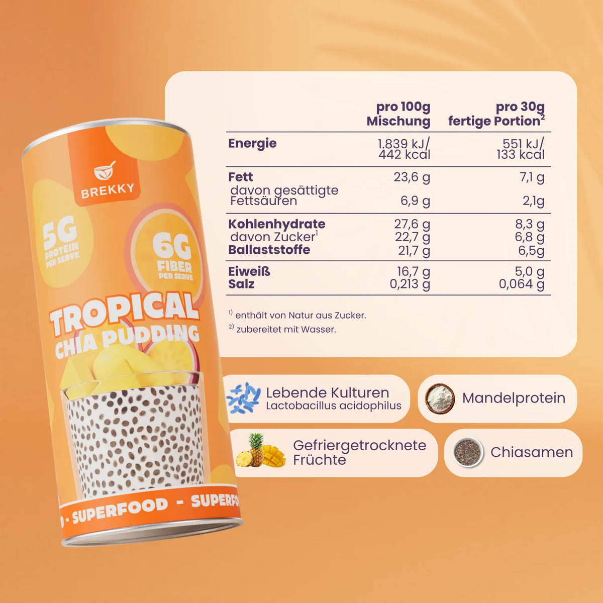 Nährwerttabelle Tropical Chia Pudding mit Dose