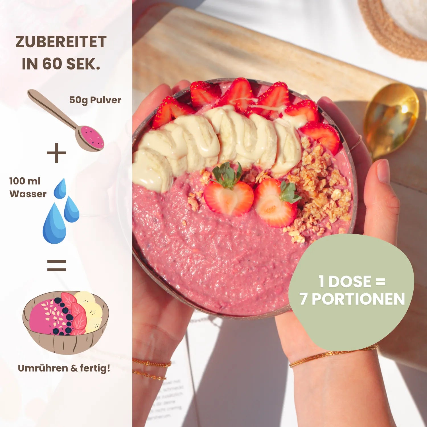 Zubereitungsgrafik Smoothie Bowl mit Erdbeeren und Banane