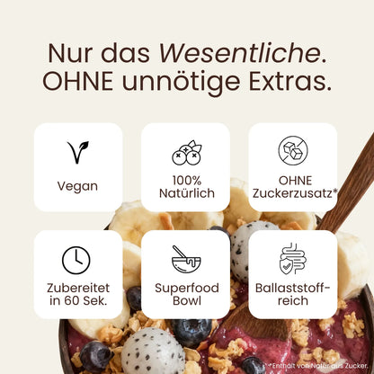 Vorteile-Übersicht mit Icons über Smoothie Bowl