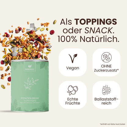 Dose Pistazien Dream Topping mit herausfliegender Mischung