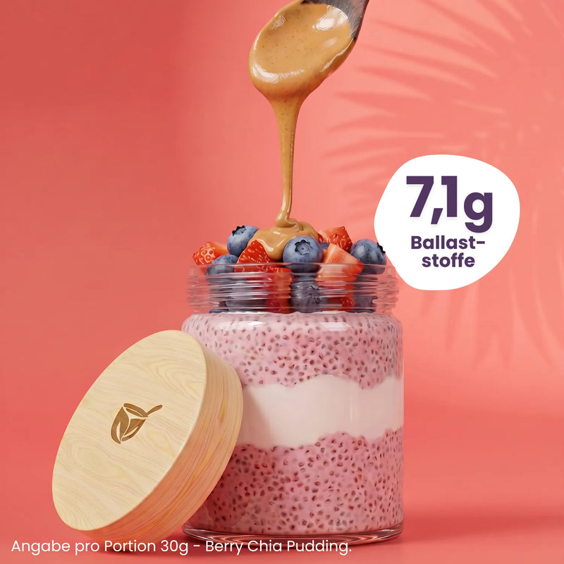Berry Chia Pudding im Glas mit 7,1g Ballaststoffen