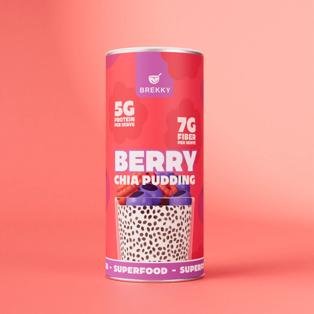 Dose Berry Chia Pudding mit Protein und Ballaststoffen