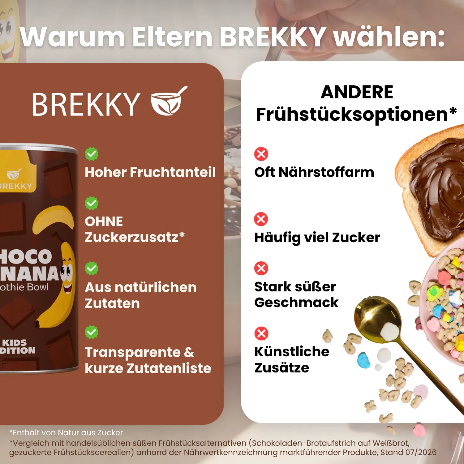 Vergleich Choco Banana Kids Bowl mit anderen Frühstücksoptionen