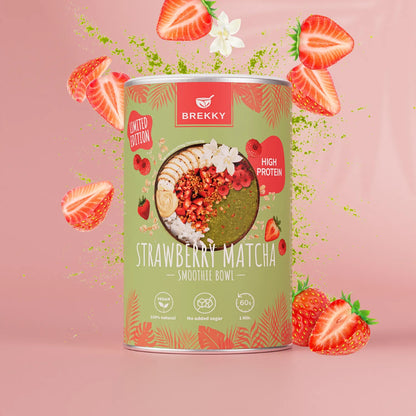 Dose Strawberry Matcha Smoothie Bowl mit frischen Erdbeeren