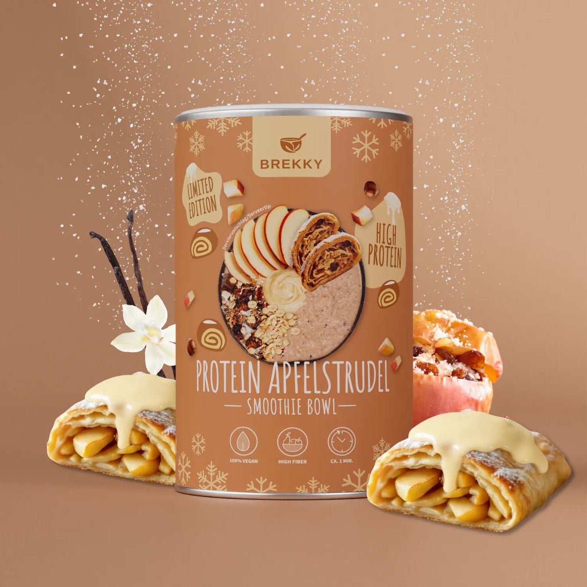 Dose Protein Apfelstrudel Smoothie Bowl mit Apfelstrudelstücken