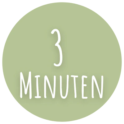 Grüner Kreis mit Schriftzug 3 Minuten