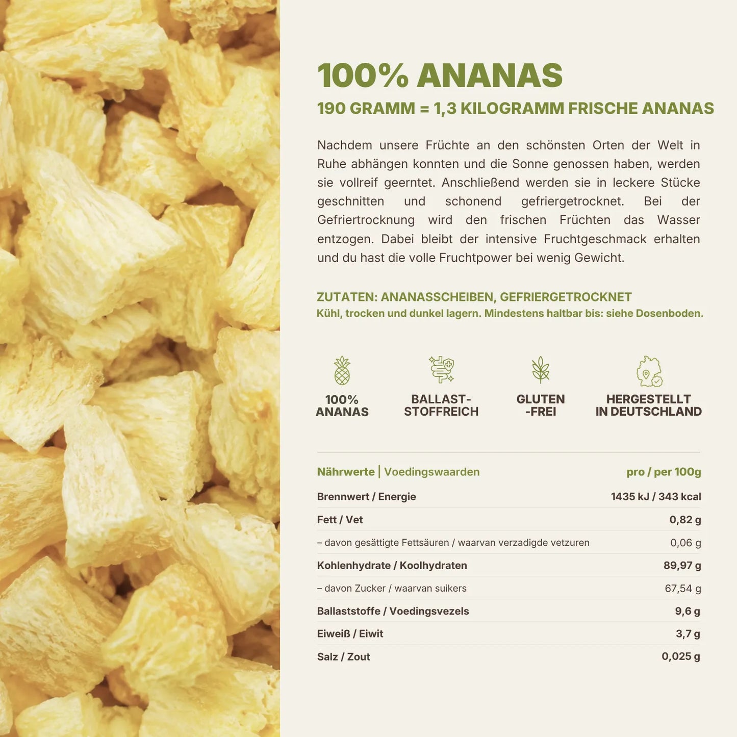 Gefriergetrocknete Ananas