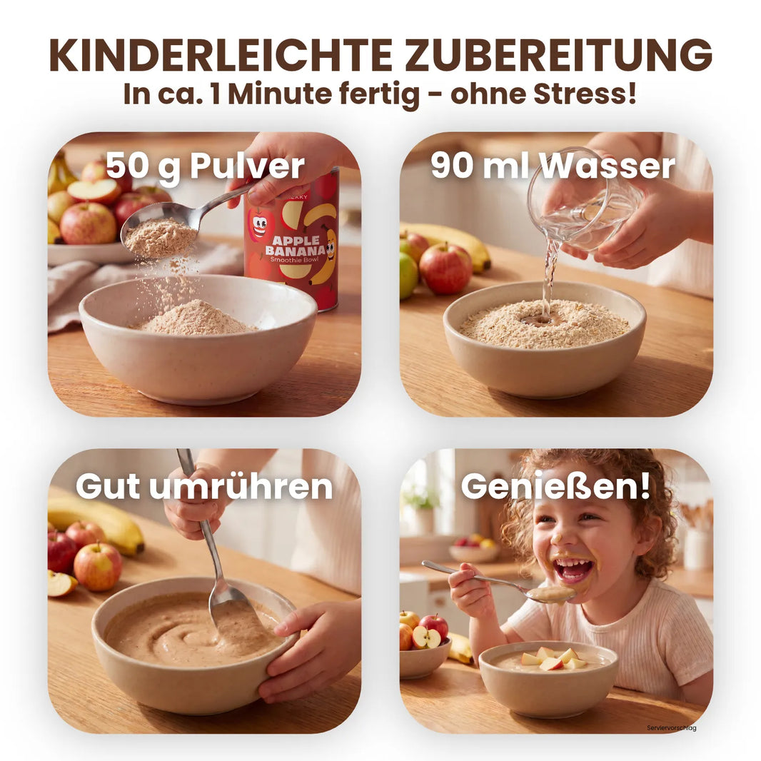 BREKKY Kids Smoothie Bowl Apfel Banane Zubereitung