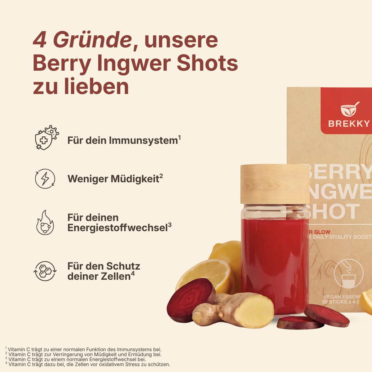 Berry Ingwer Shot USPs