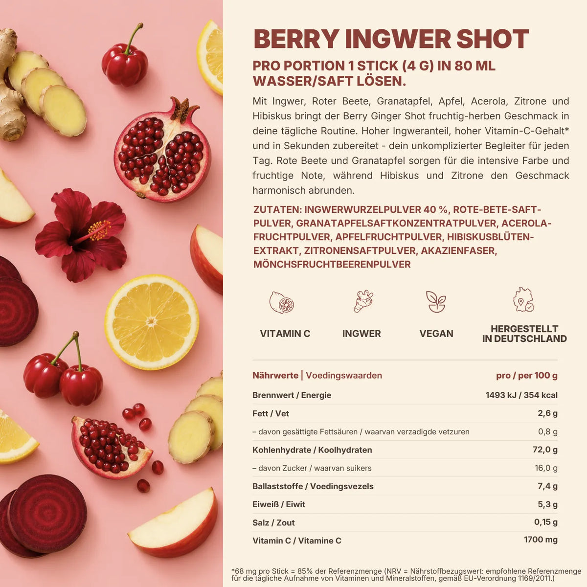Berry Ingwer Shot Zutatenliste