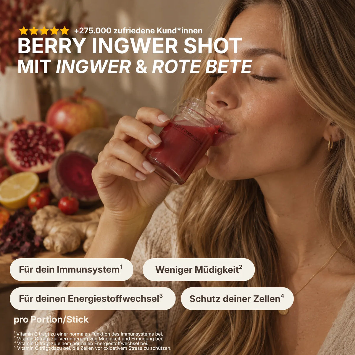 Berry Ingwer Shot Person