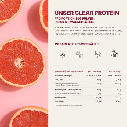 Zutaten und Nährwerttabelle Clear Protein Grapefruit
