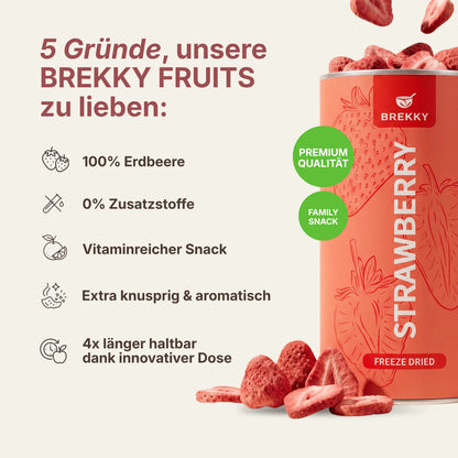 Dose gefriergetrocknete Erdbeeren mit fünf Produktvorteilen