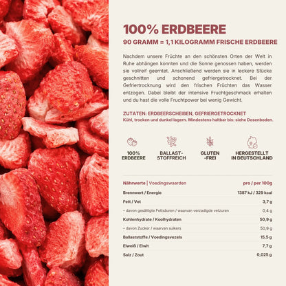 Nährwerttabelle gefriergetrocknete Erdbeeren mit Erdbeerstücken