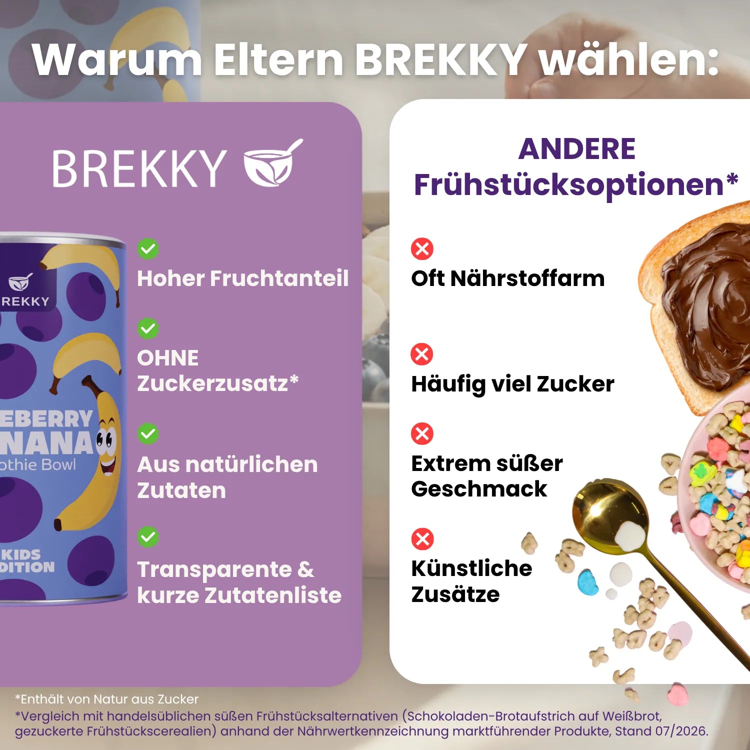 Vergleich Kids Smoothie Bowl mit anderen Frühstücksoptionen