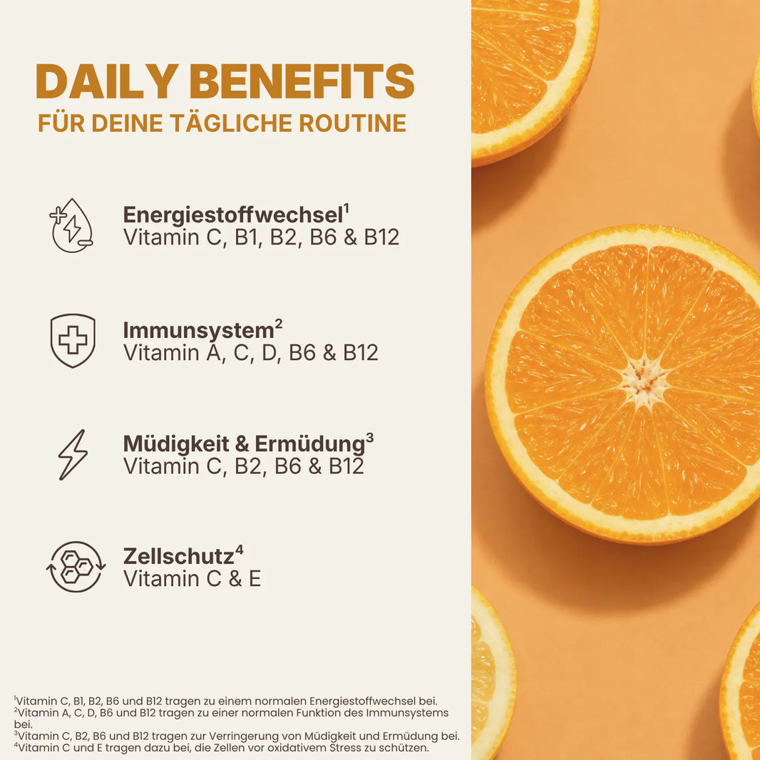 Daily Vitamine Vorteile mit Orangenscheiben