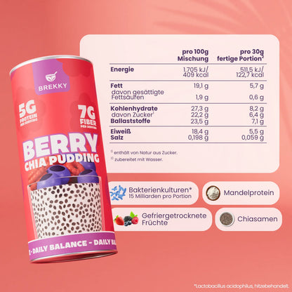 Zutatenliste Chia Pudding Berry