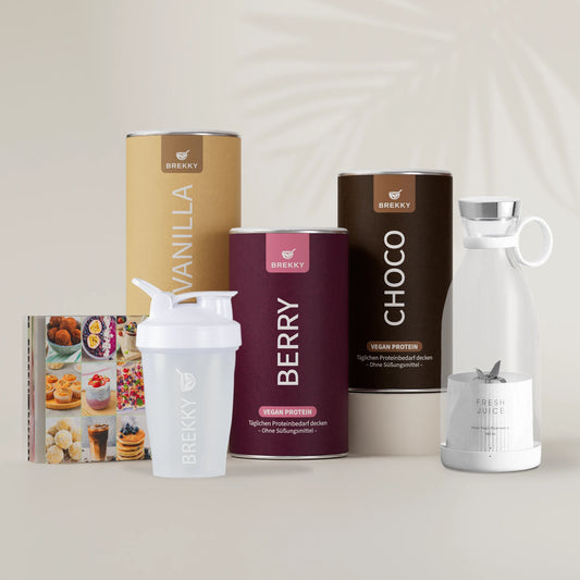Veganes Premium Proteinpulver I Frühlings Probierpaket mit GRATIS Mixer