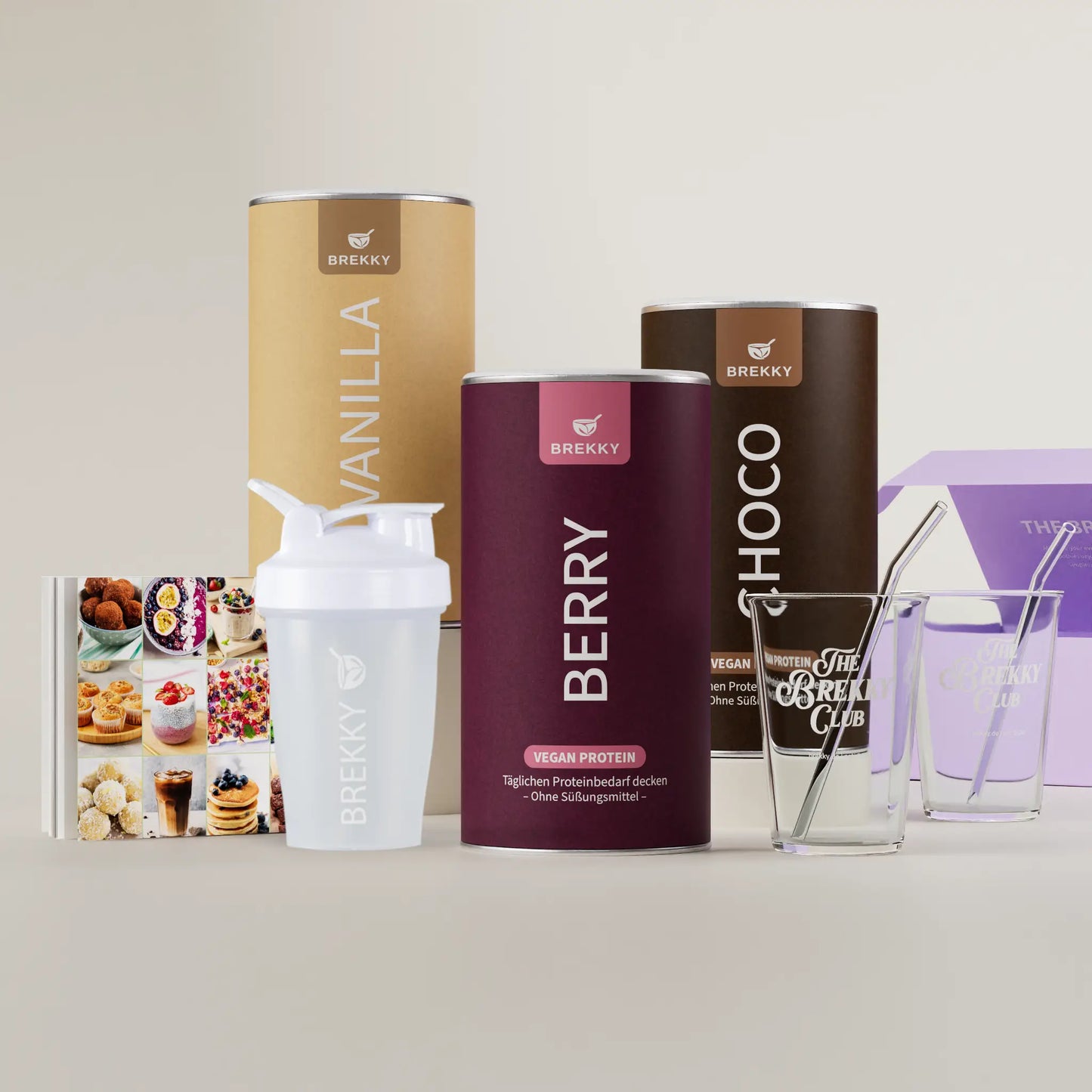 Veganes Premium Proteinpulver - Herbst Probierpaket mit GRATIS Gläsern