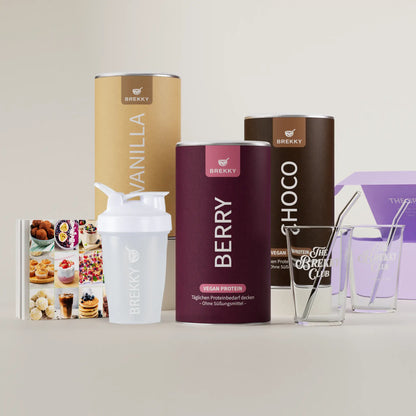 Veganes Premium Proteinpulver - Herbst Probierpaket mit GRATIS Gläsern