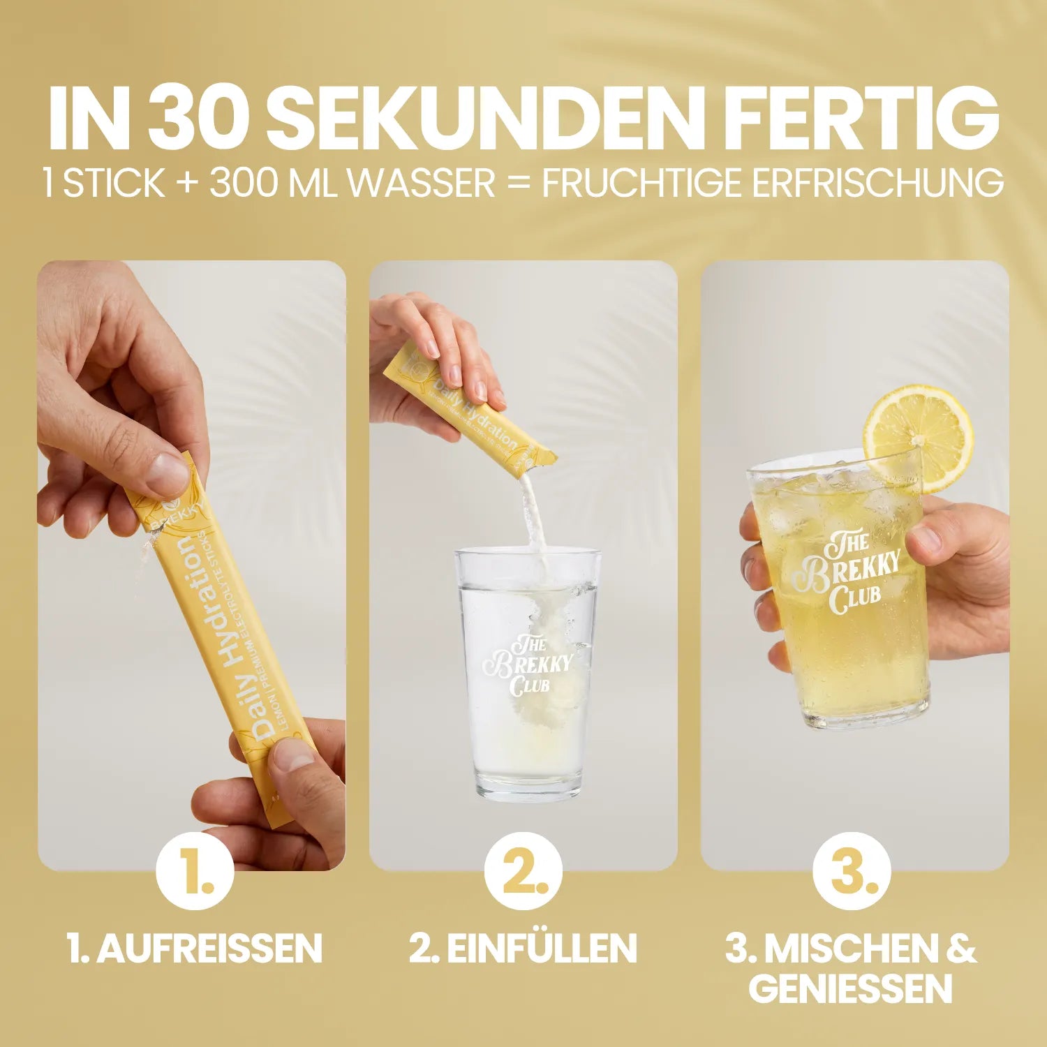 Hydration Stick in 30 Sekunden fertig, drei Schritte