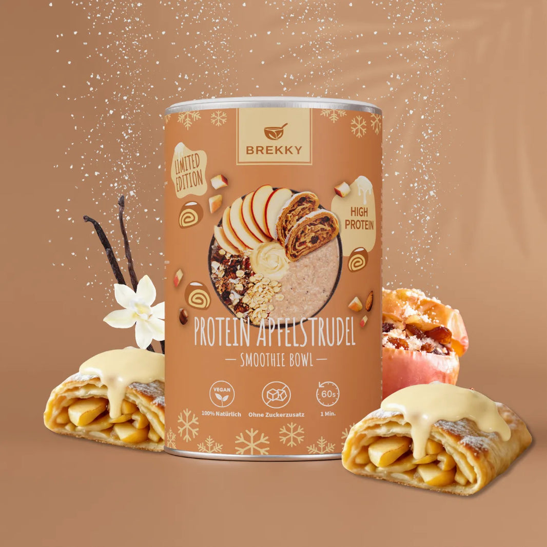 Dose Protein Apfelstrudel Smoothie Bowl mit Apfelstrudelstücken