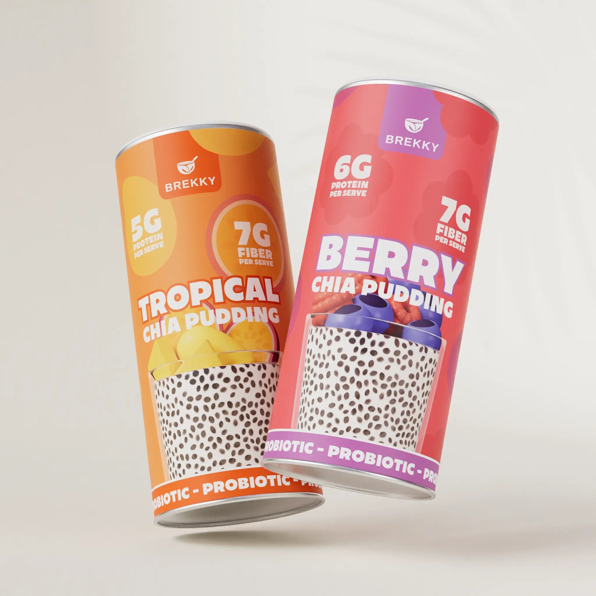 BREKKY Chia Pudding Tropical und Berry Dosen